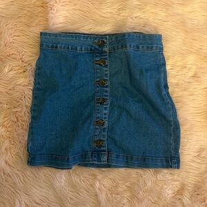 Tilly's Blue Button-Front Denim Mini Skirt